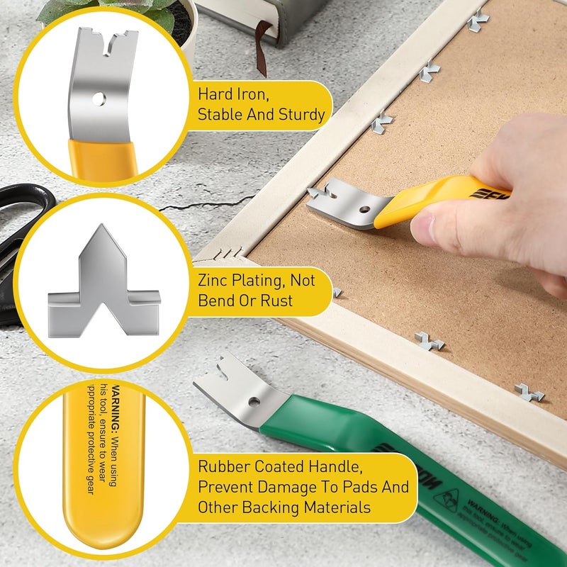 Feekoon Glazier Point Driver, Glazier Setting Tool with 100 Push Points, Glazing Push Point Driver Tool for Framing Glass Picture Cross Stitch(Yellow) - Image 4
